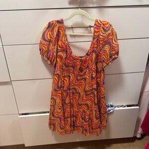 RHODE Colorful Swirl Pattern Dress